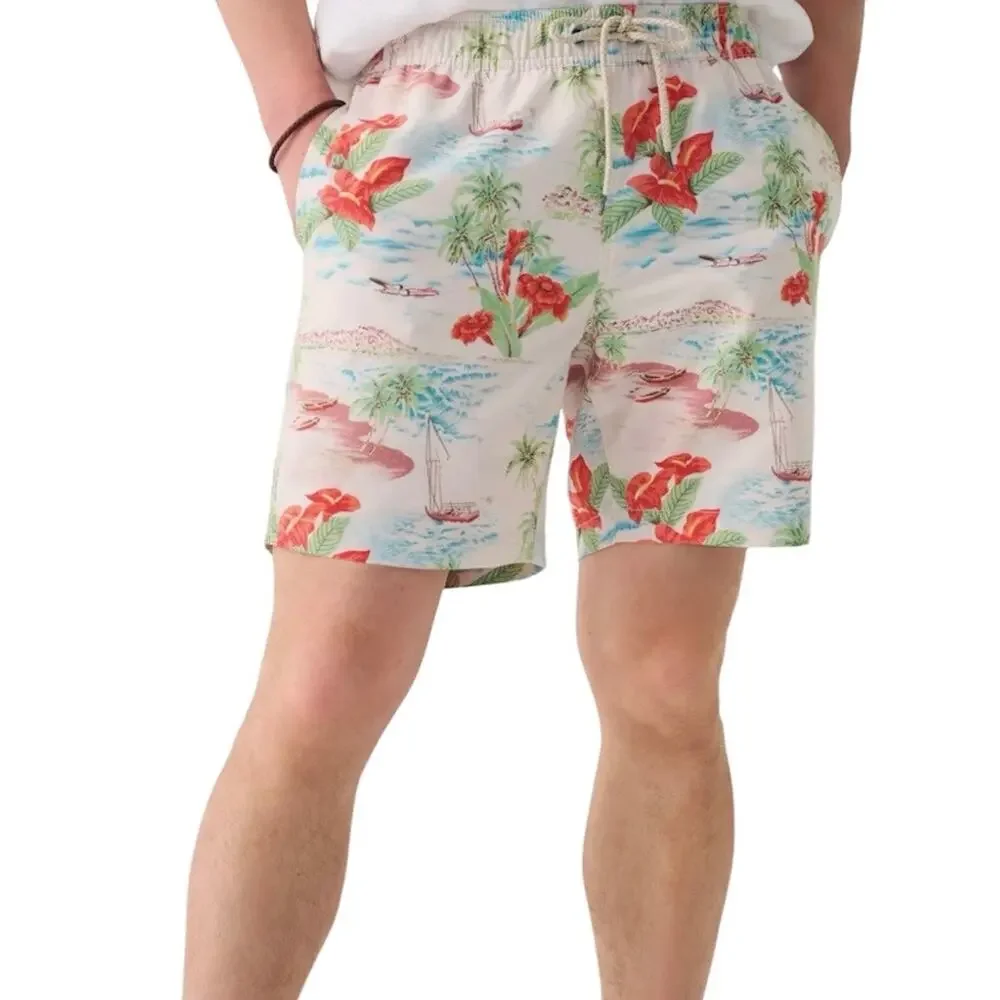 Faherty Beacon Tropical Print Swim Trunks Mens Shorts Size Small NWT